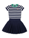 Polo Ralph Lauren girls striped cotton sweater and skirt set Navy