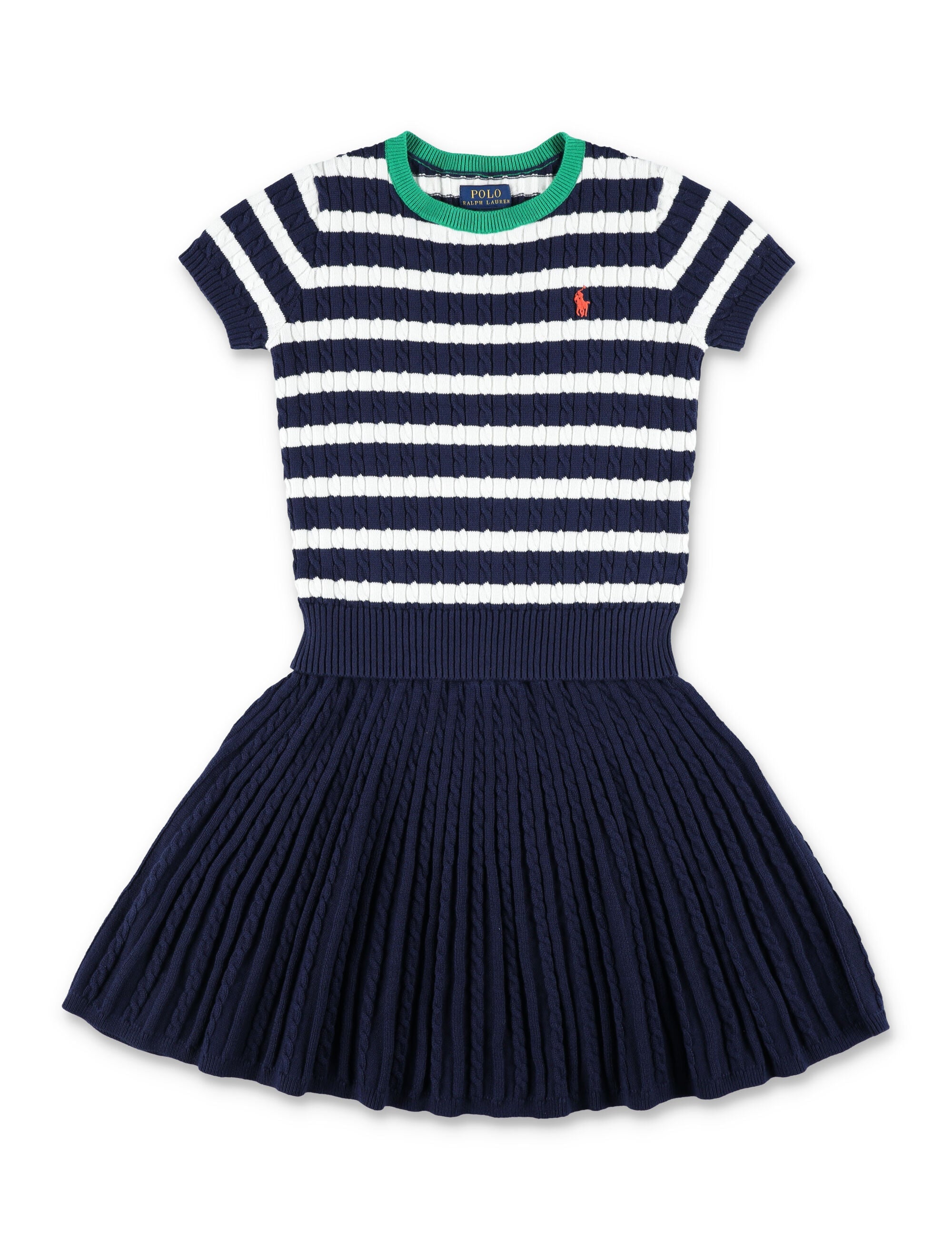 Polo Ralph Lauren girls striped cotton sweater and skirt set Navy