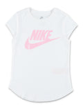 Nike Glitter Logo Short Sleeve Tee For Girls White Cotton Tshirt