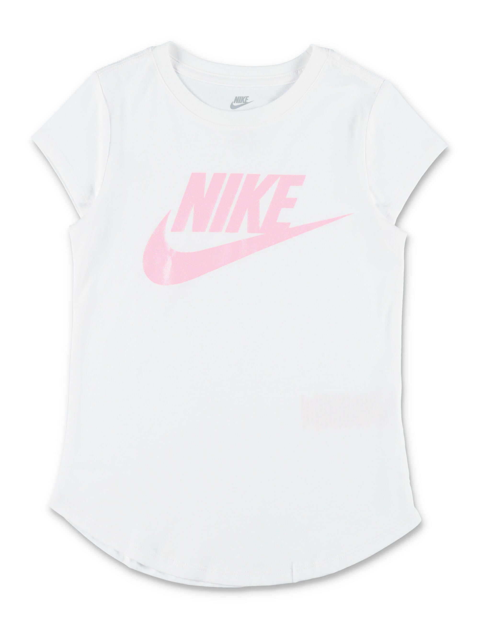 Nike Glitter Logo Short Sleeve Tee For Girls White Cotton Tshirt