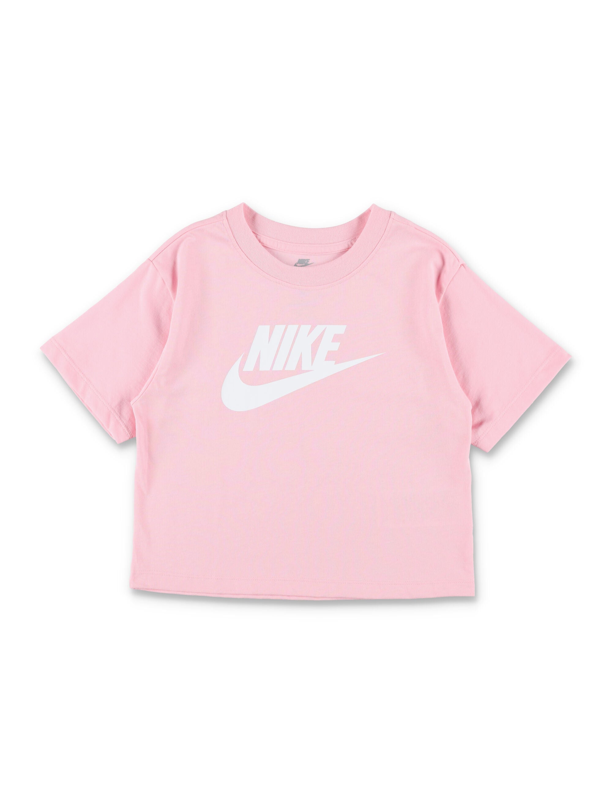 Nike Logo Cropped Tee For Girls Pink Cotton Tshirt