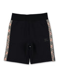 Burberry cotton shorts with Check trims for kids Black