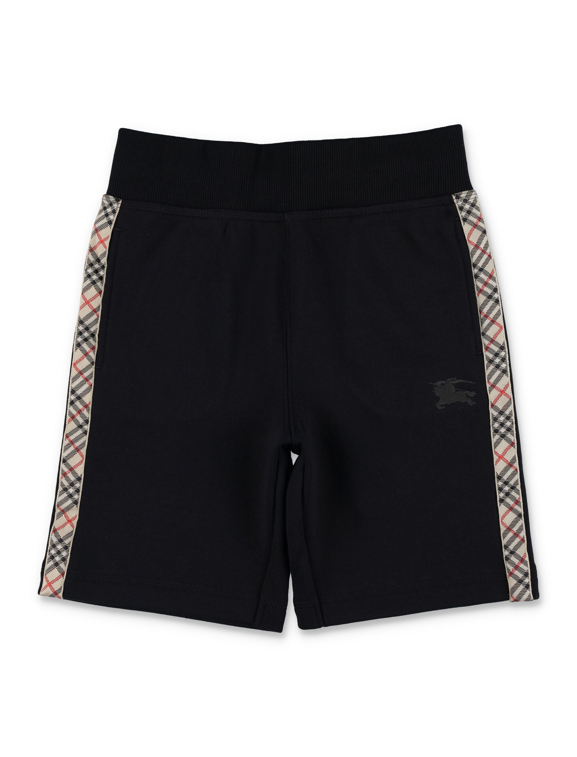 Burberry cotton shorts with Check trims for kids Black