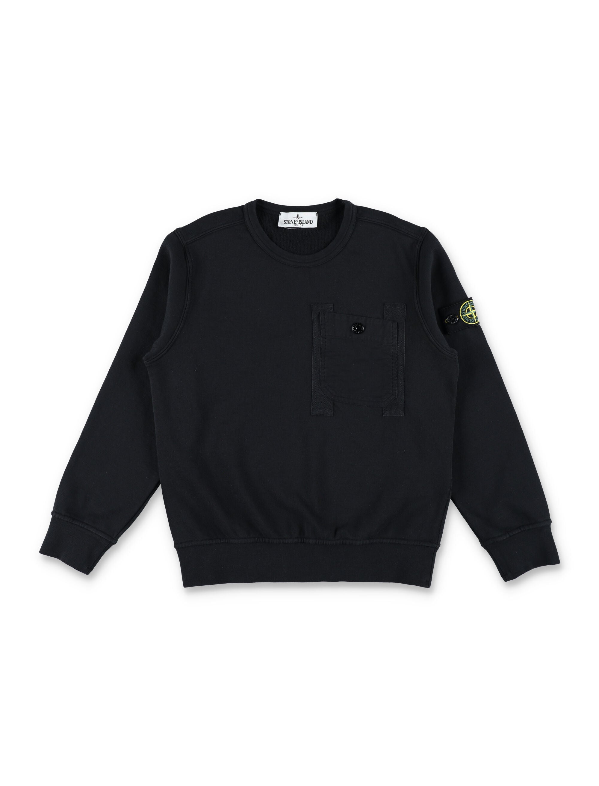 Stone Island black sweatshirt with pocket for kids Cotton