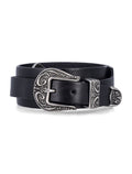 Golden Goose black washed leather belt with silver double buckle Cow