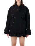 Golden Goose oversized cotton twill jacket with floral embroidery Black