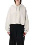 Golden Goose Star Cropped Hooded Sweatshirt Vintage Grey Melange Cotton
