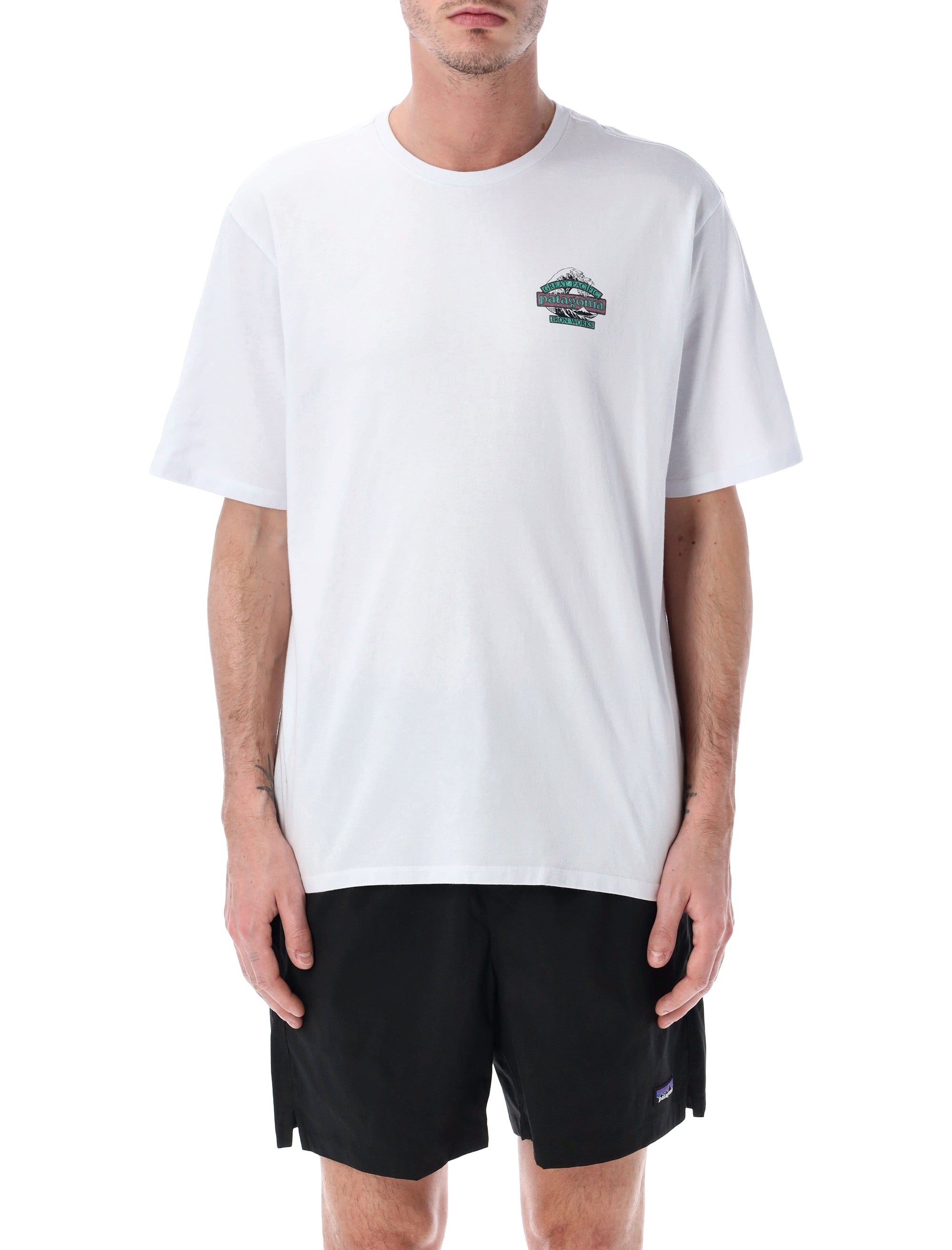 Patagonia Short-Sleeved Great Waves Responsibili-Tee® White Recycled Cotton Tshirt