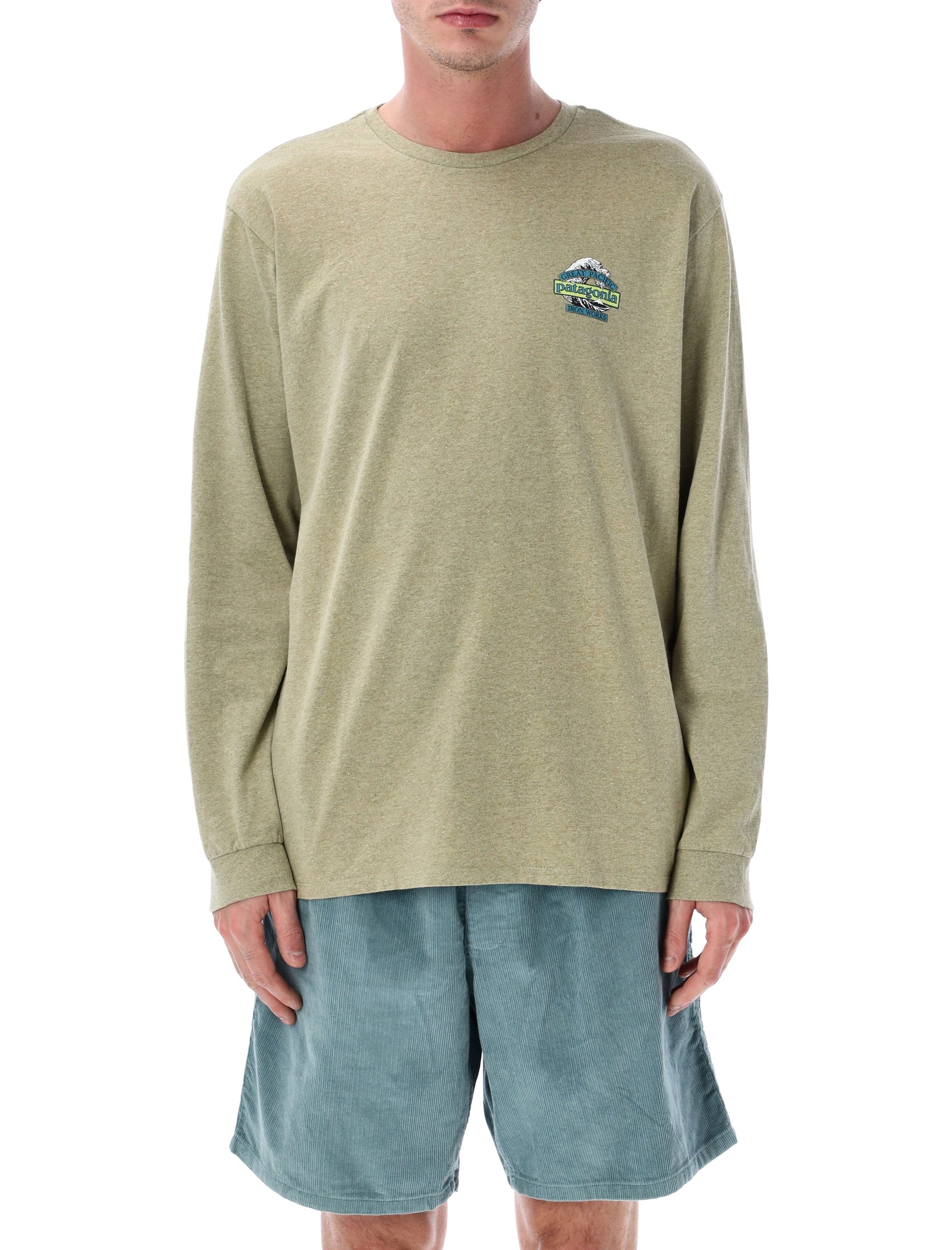 Patagonia long-sleeved Great Waves Responsibili-Tee® Green Recycled Cotton Tshirt