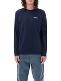 Patagonia P-6 logo long-sleeve t-shirt Navy Recycled Cotton Tshirt