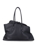The Attico La Passeggiata Medium Grainy Leather Tote Black Calf Bos Taurus Lining Shoulder Bag