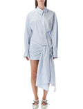 The Attico striped poplin mini dress Light Blue White Stripes Cotton
