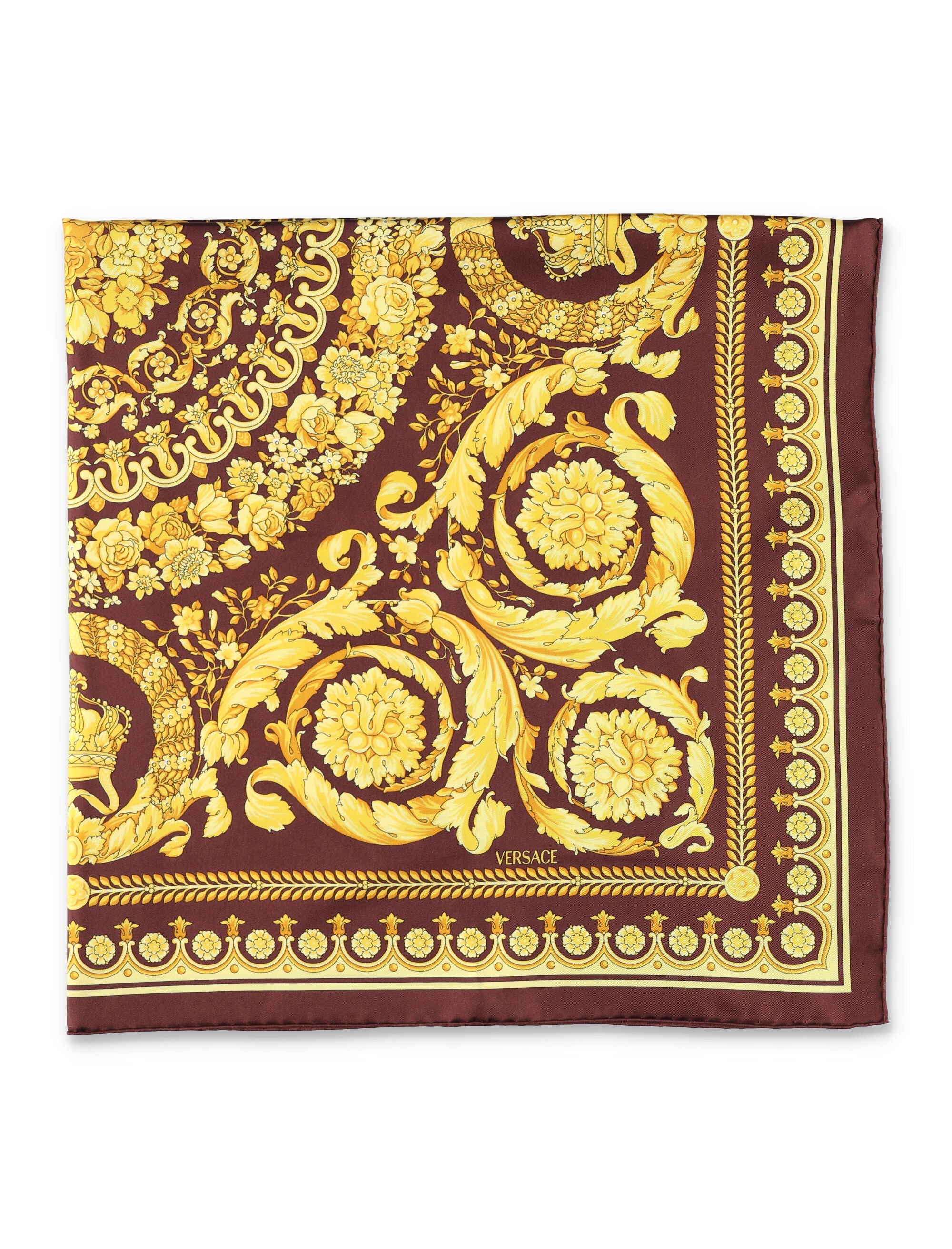 Versace printed silk scarf Burgundy + Gold