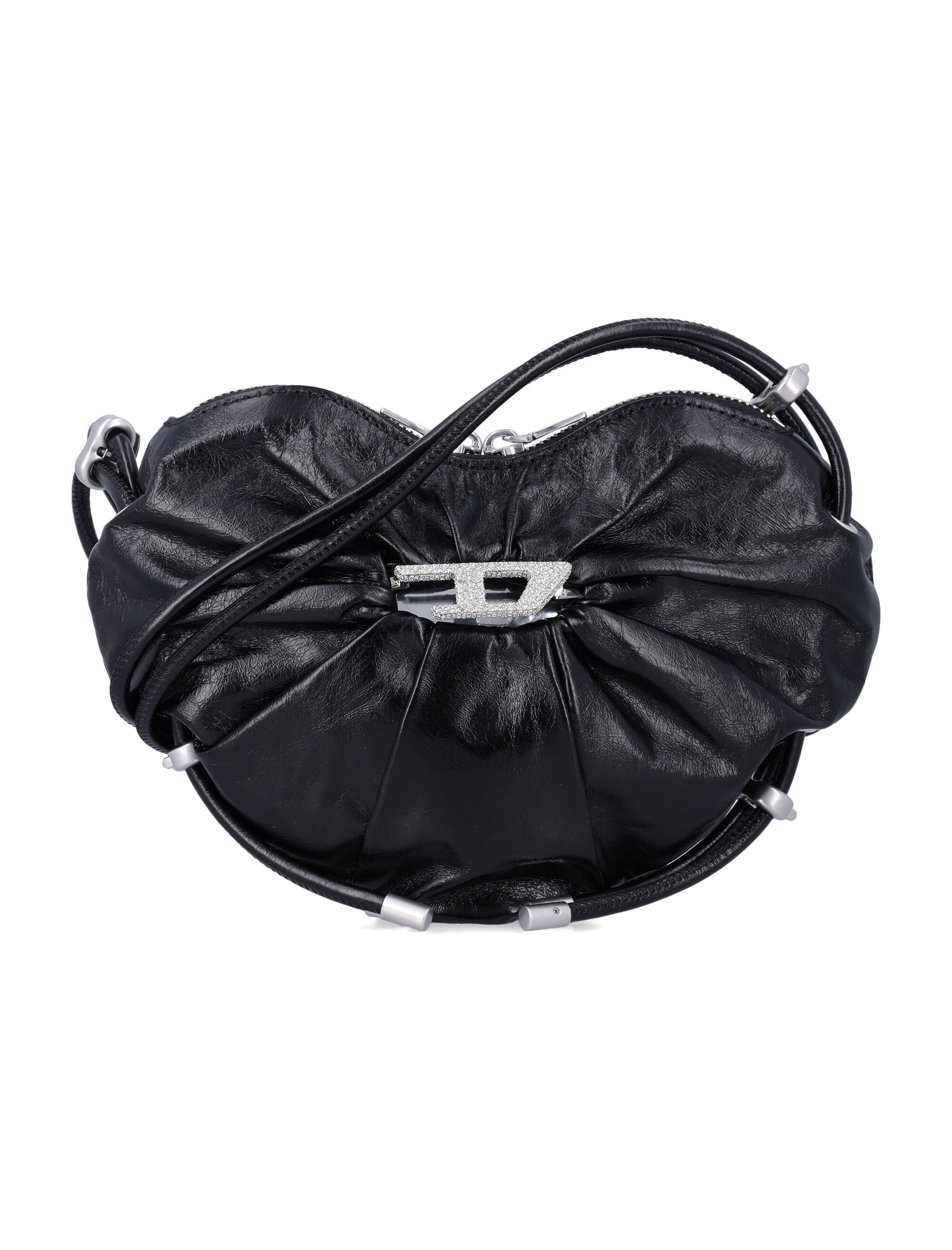 Diesel Scrunch Heart shoulder bag Black Cow Leather