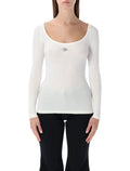 Diesel T-bal-od long-sleeve ribbed cotton top White T-shirt