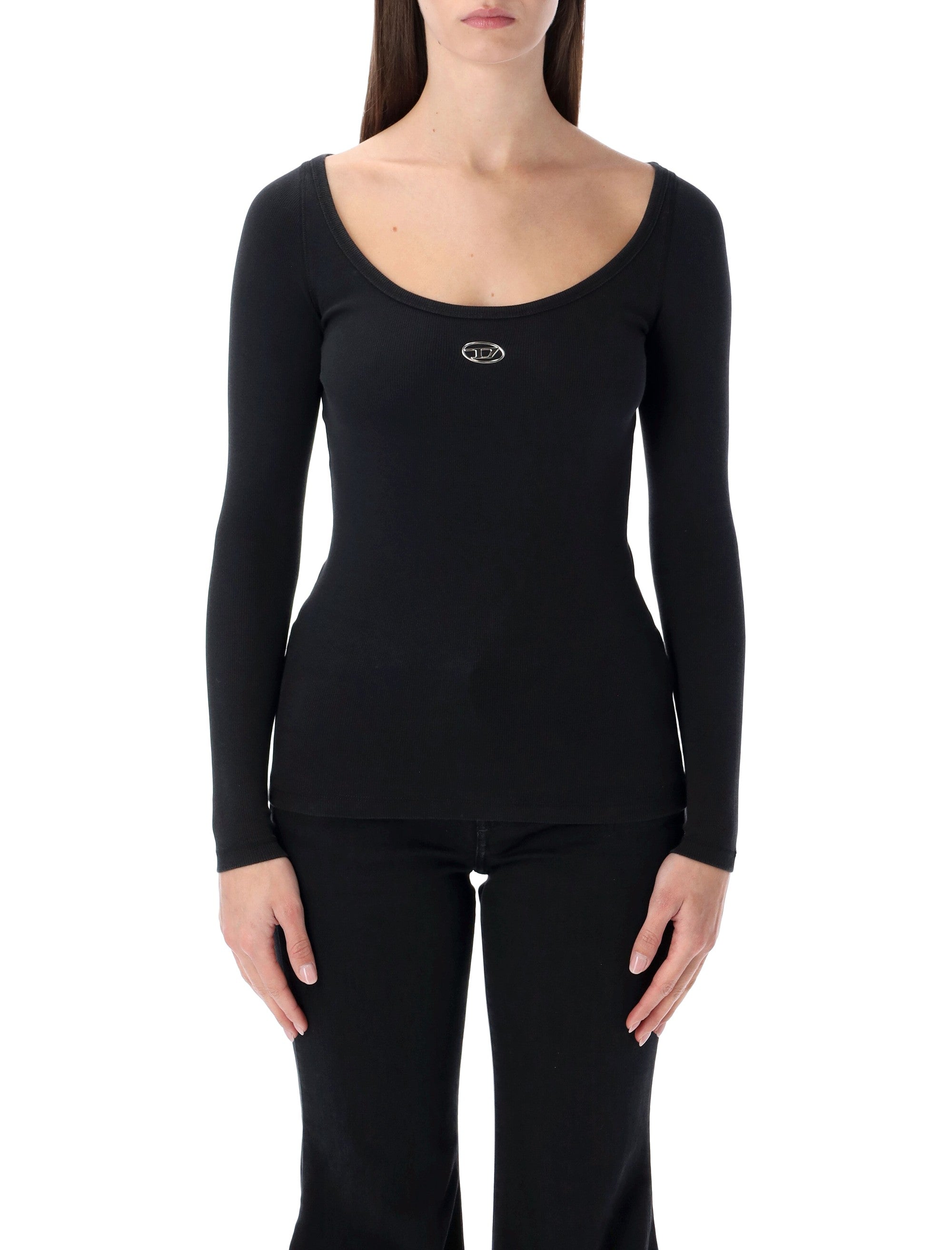 Diesel T-bal-od long-sleeve ribbed cotton top Black T-shirt