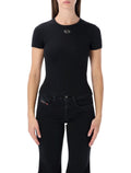 Diesel slim-fit stretch cotton T-shirt with metallic Oval D logo Black