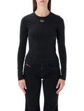 Diesel T-uncutieslong-ls-od t-shirt with Oval D logo Black Cotton
