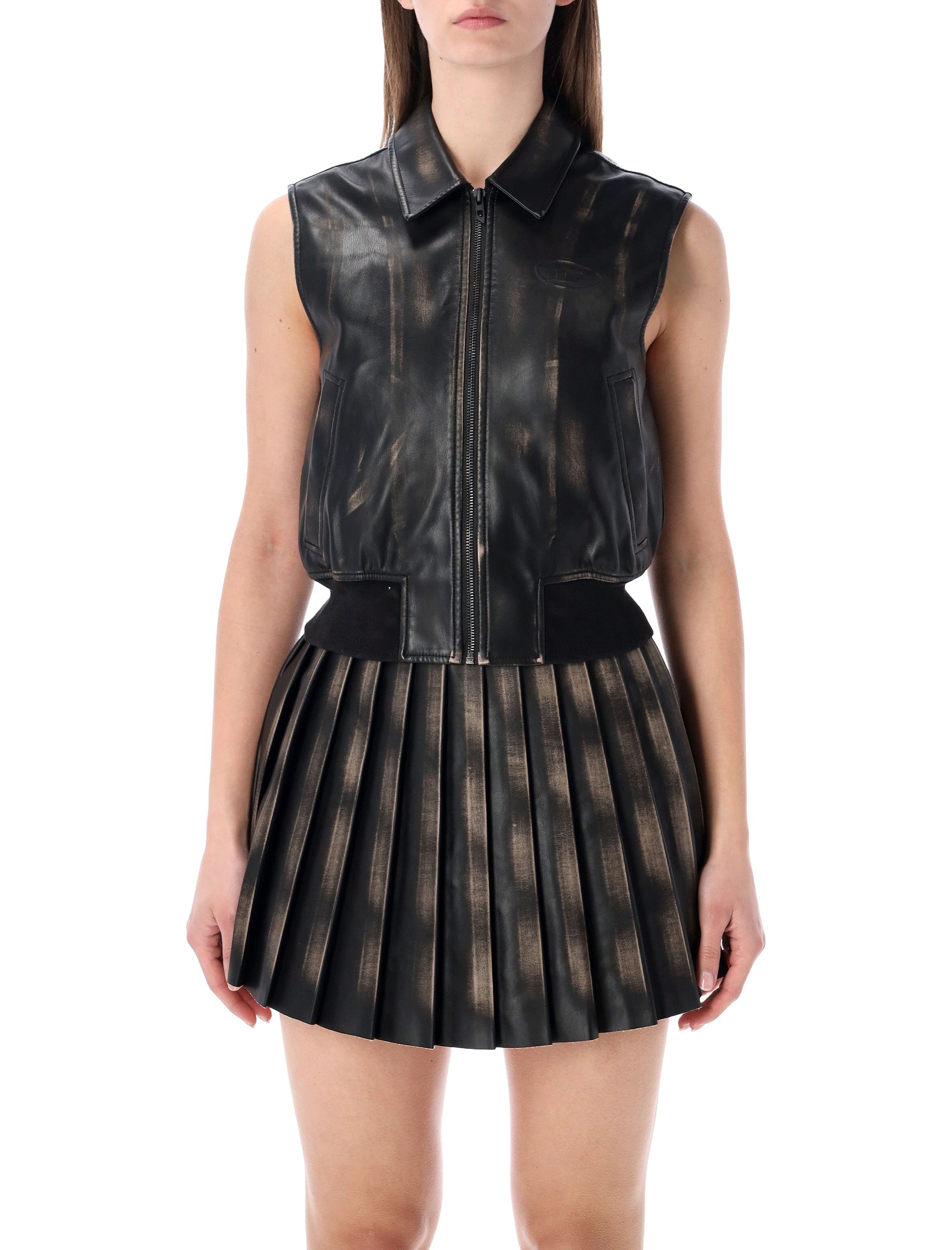 Diesel G-Inko sleeveless bomber jacket Black Washed Polyester Coating Vest