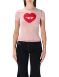 Diesel T-Uncuties heart logo t-shirt Pink Cotton Tshirt