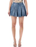 Diesel DE-Spiki-S pleated denim skirt Light Blue Cotton
