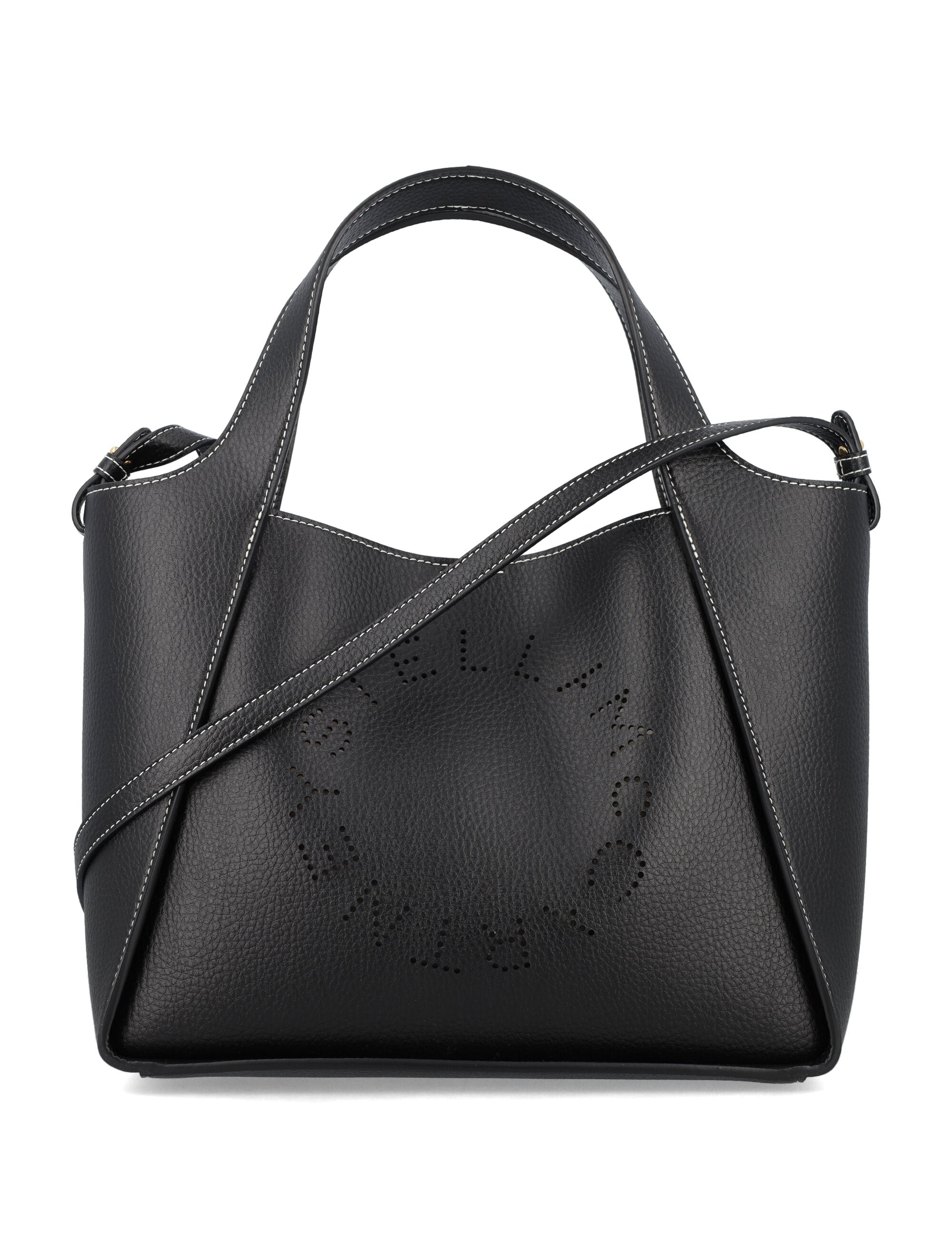 Stella McCartney Embossed Grainy Crossbody Black Polyamide Shoulder Bag