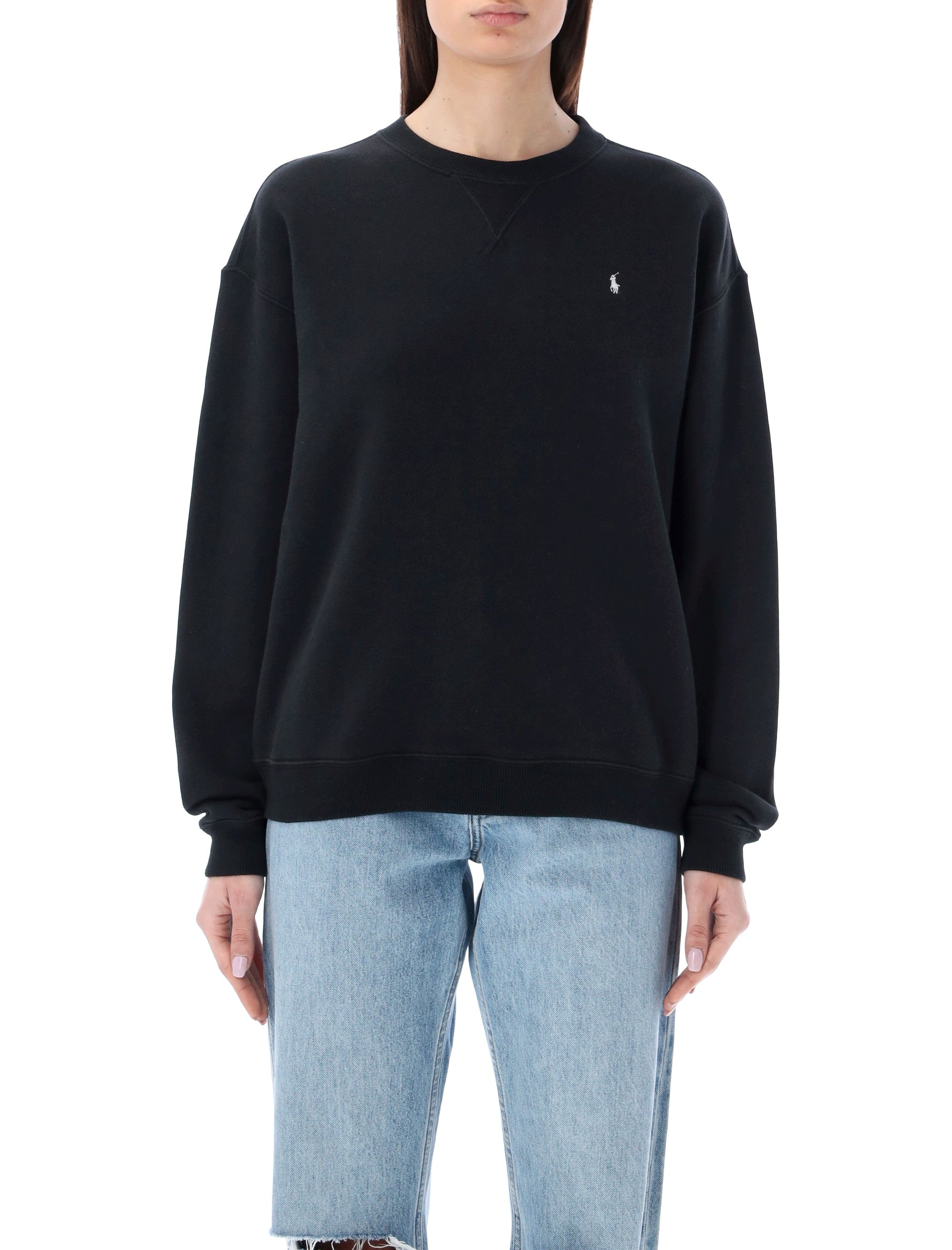 Polo Ralph Lauren cotton fleece crewneck sweatshirt Black