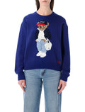 Polo Ralph Lauren cotton Bear jumper Sporting Royal Blue Sweater