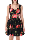 Dolce&gabbana Rose Bustier Cotton Top Sicilian Black