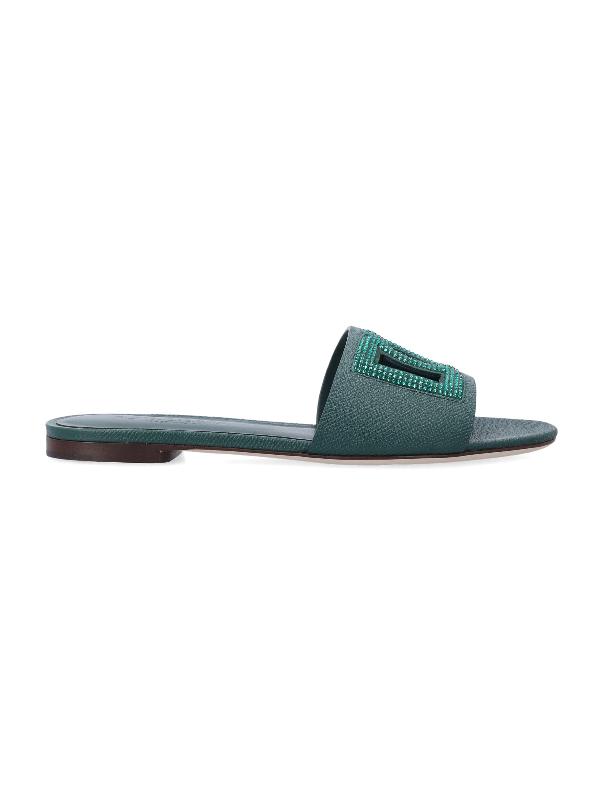 Dolce & Gabbana crystal embellished flat Green Upper Sandal
