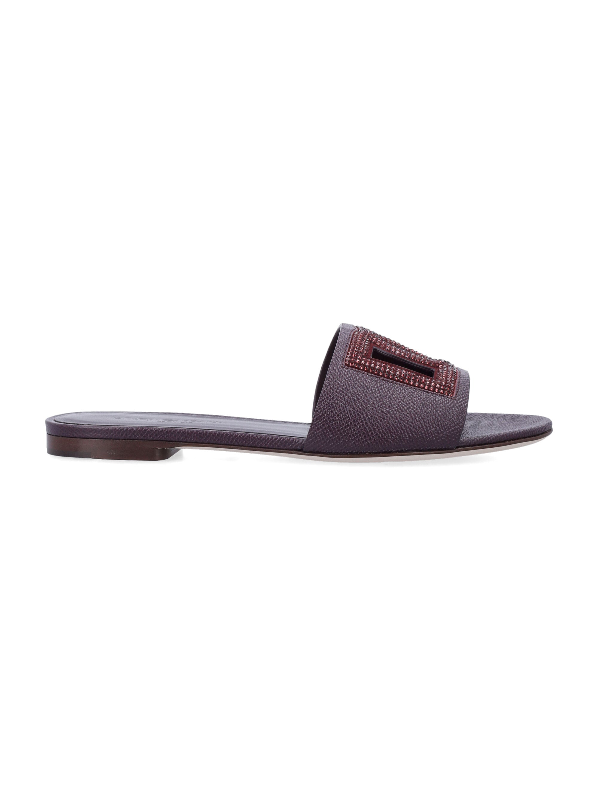 Dolce & Gabbana crystal embellished flat Burgundy Upper Sandal