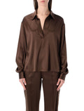 Tom Ford slk stin plo with tonal TF logo Cinnamon Silk Shirt