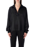 Tom Ford slk stin plo with tonal TF logo Black Silk Shirt
