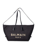 Balmain Track raffia tote bag Black Polyamide Trim