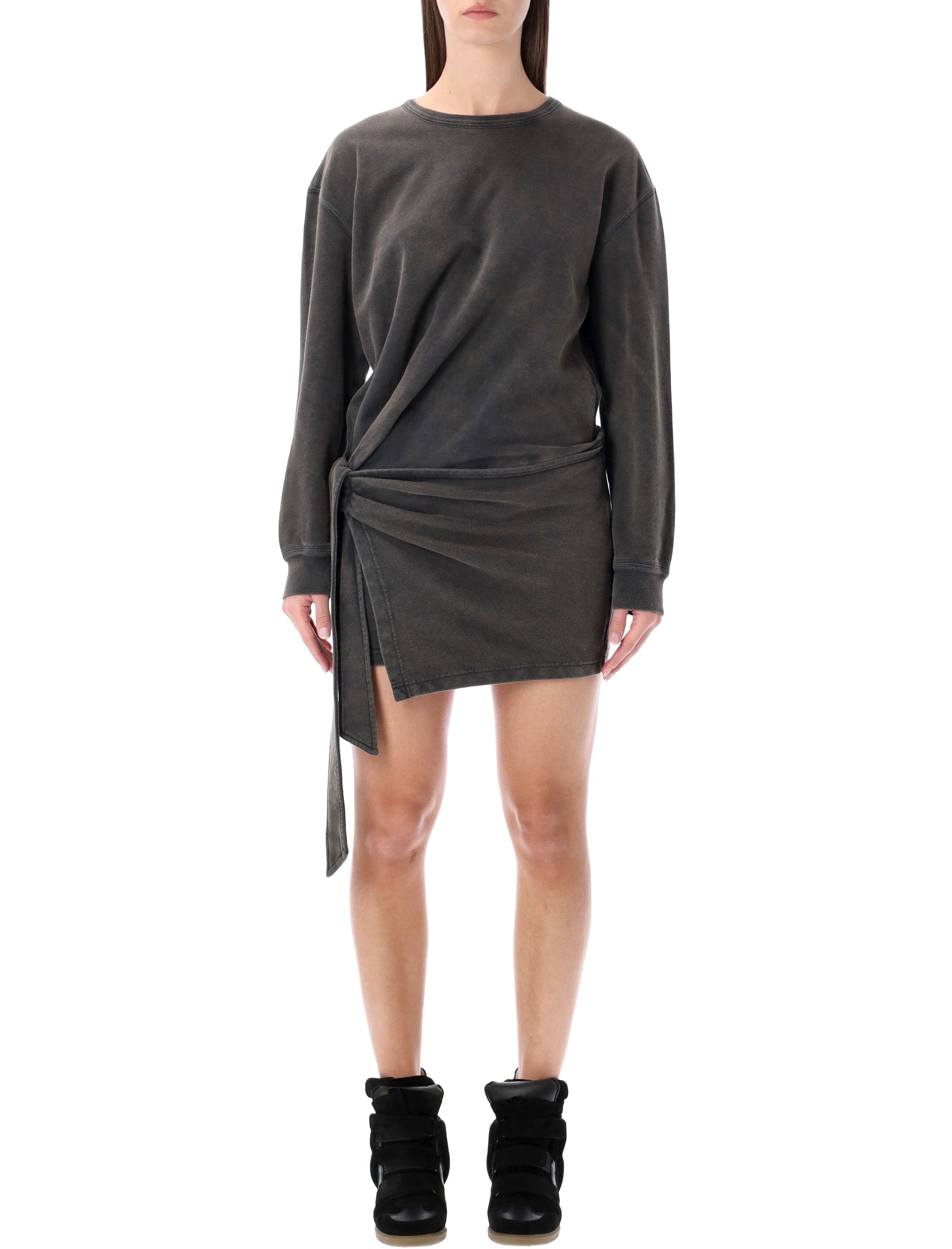 Marant Étoile Zae cotton mini sweatshirt dress Faded Black