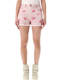 Isabel Marant Lesia The Kiss Denim Shorts Pink Cotton