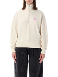 Marant Étoile Ross half-zip sweatshirt Ecru Pink Cotton