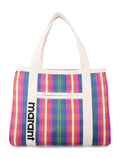 Isabel Marant Darwen striped shoulder tote Navy Orange Nylon