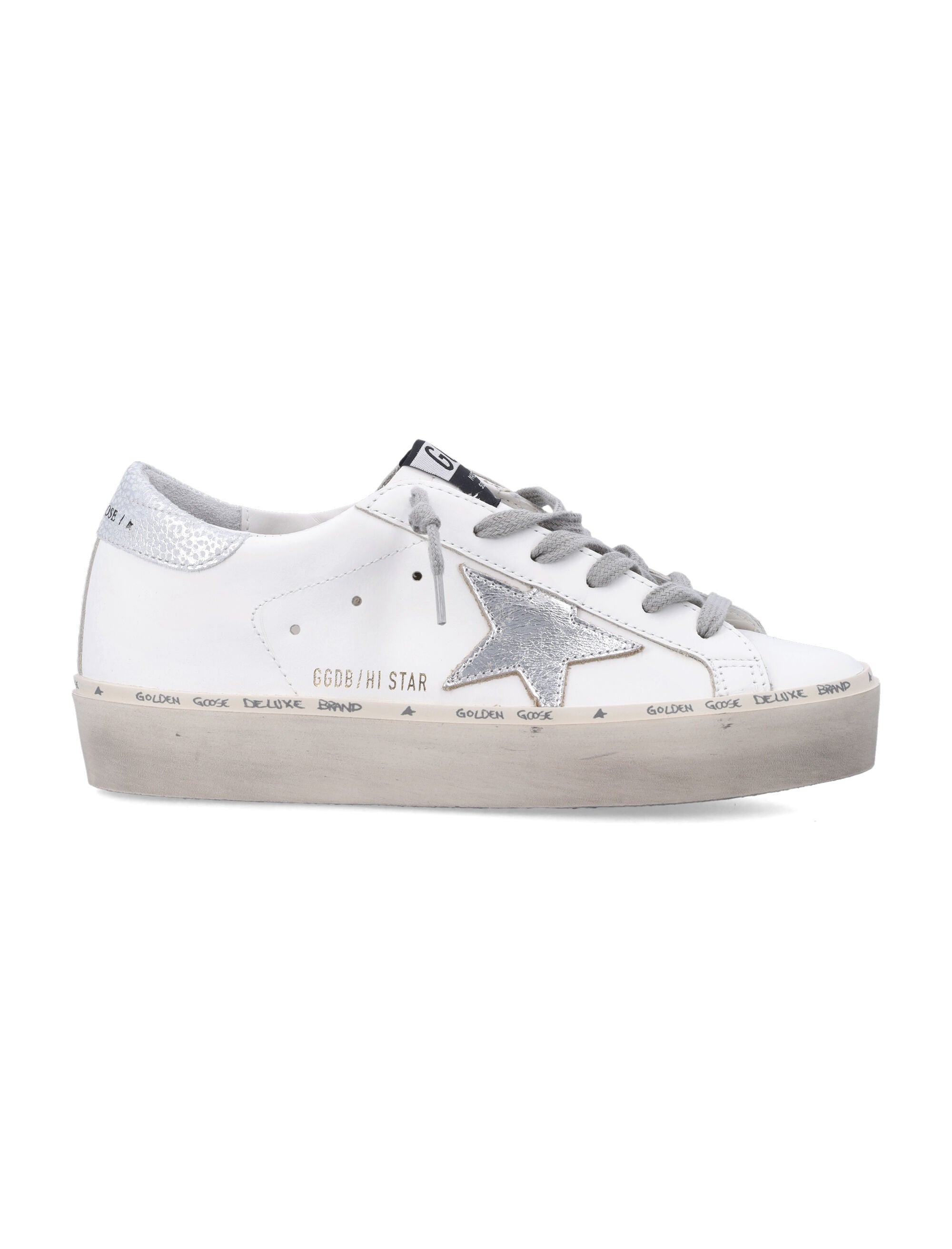 Golden Goose Hi Star leather womens sneaker White Silver Upper