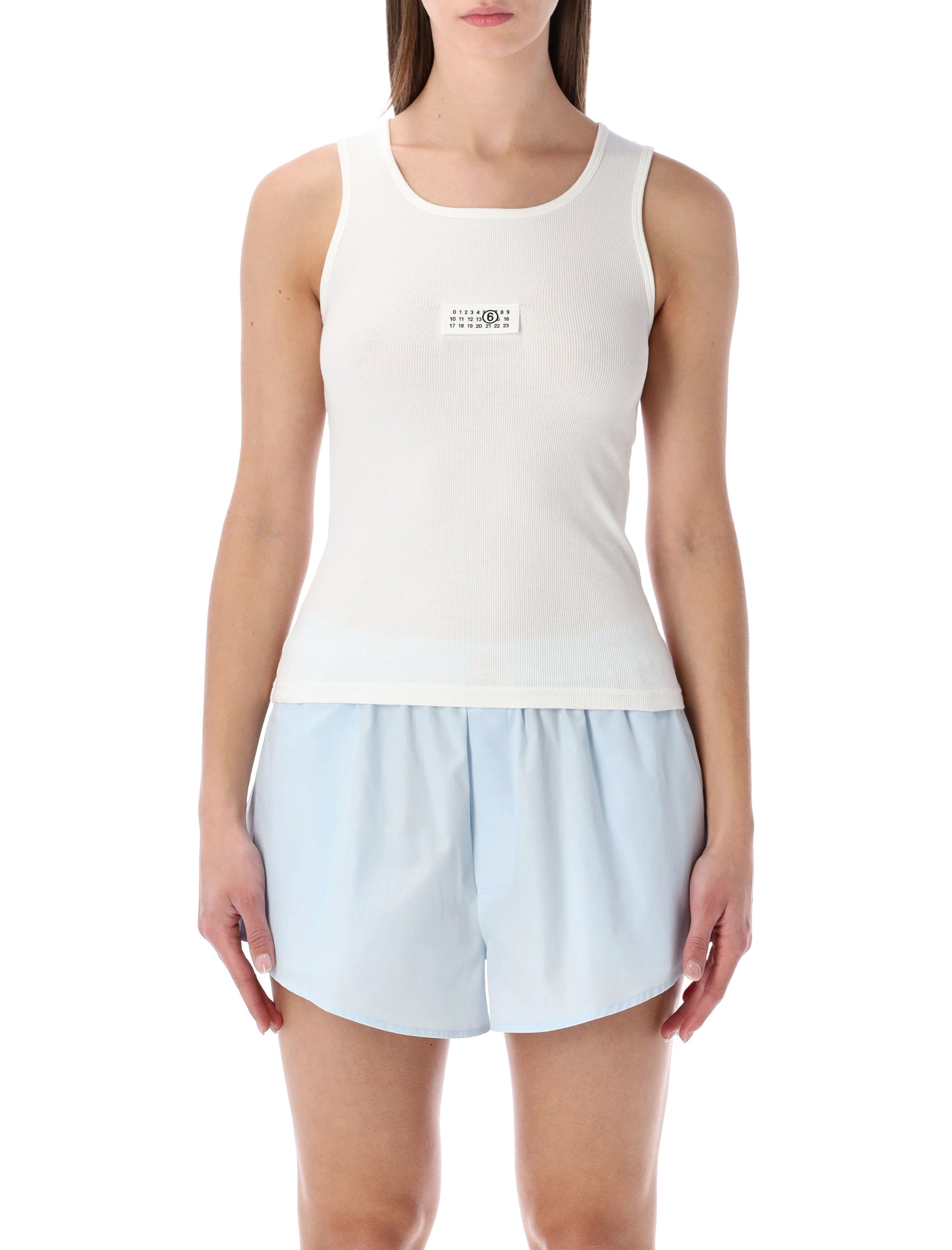 MM6 Maison Margiela ribbed jersey tank top White Cotton