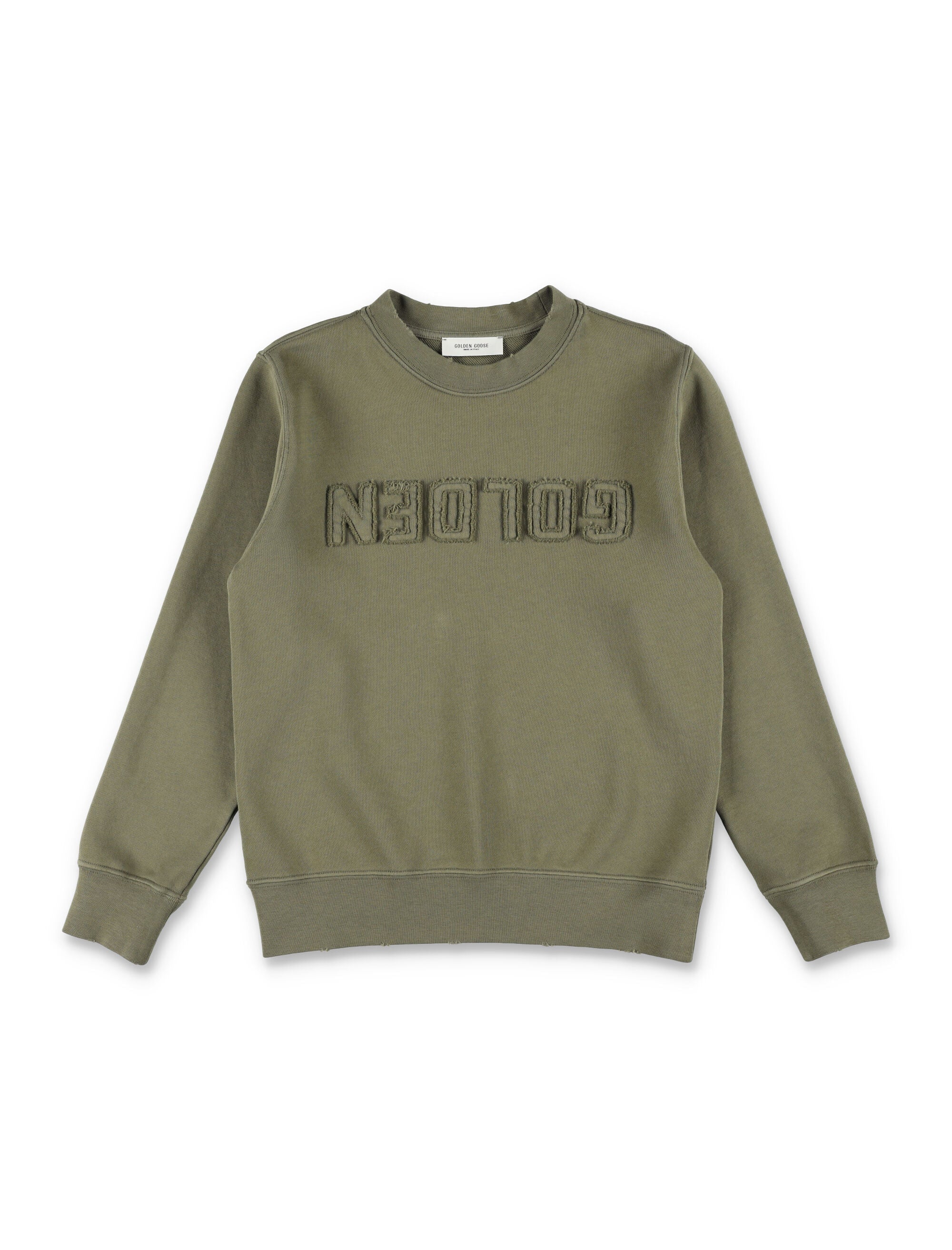 Golden Goose Kids reversed logo sweatshirt Dusty Olive Cotton