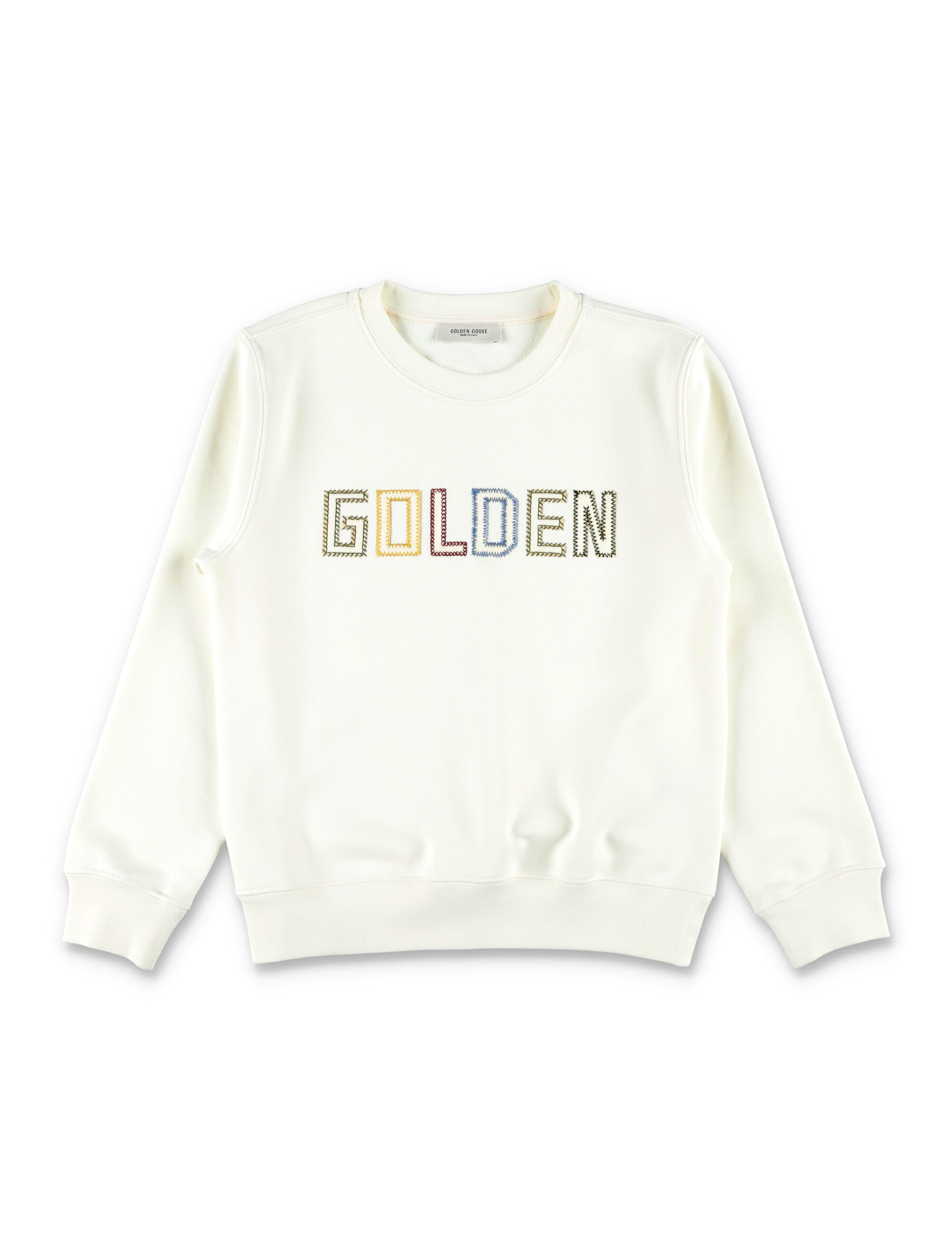 Golden Goose embroidered logo sweatshirt for kids Heritage White Cotton