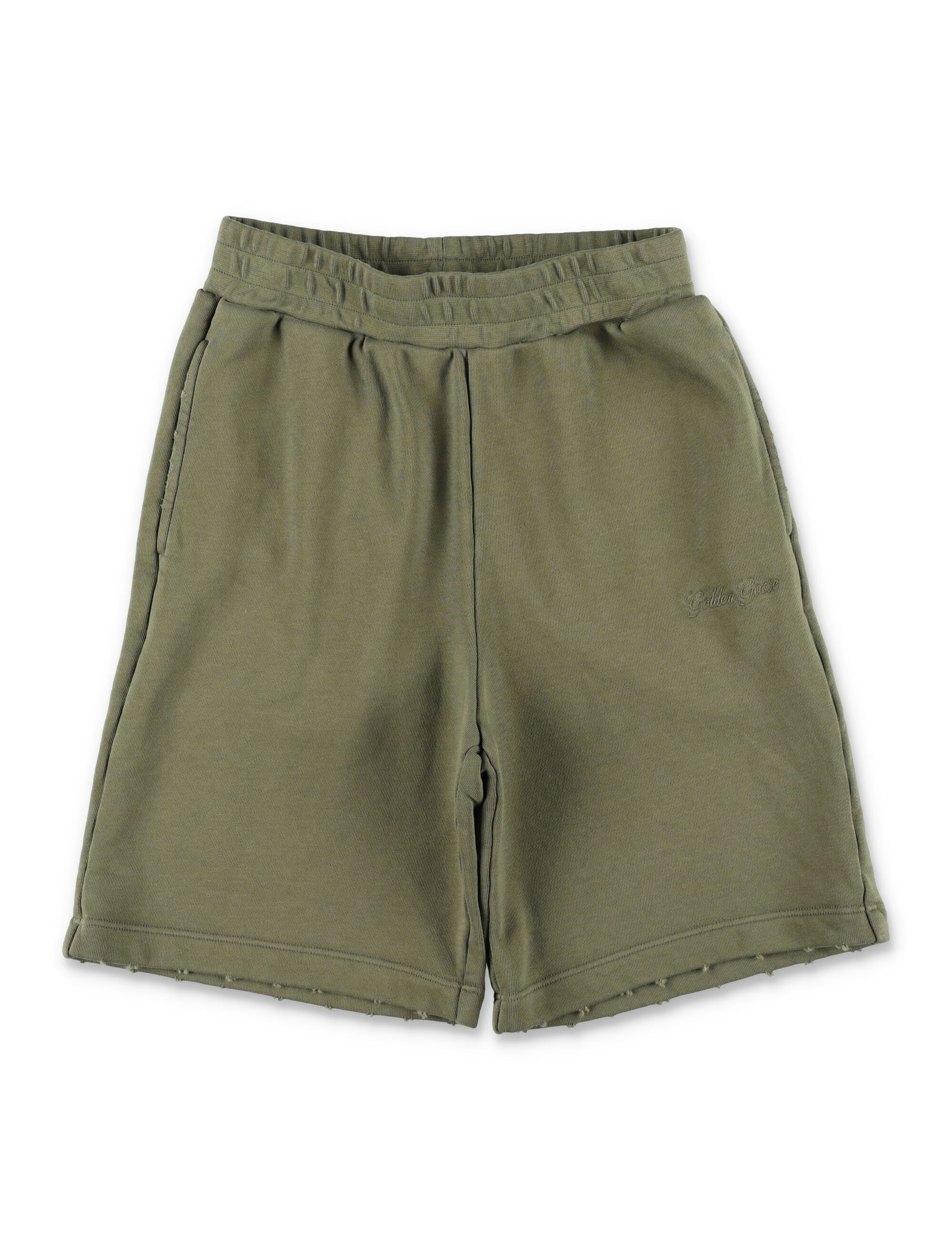 Golden Goose Kids distressed sweatshorts Dusty Olive Cotton Short