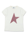 Golden Goose glitter star cotton t-shirt for girls Heritage White Tshirt