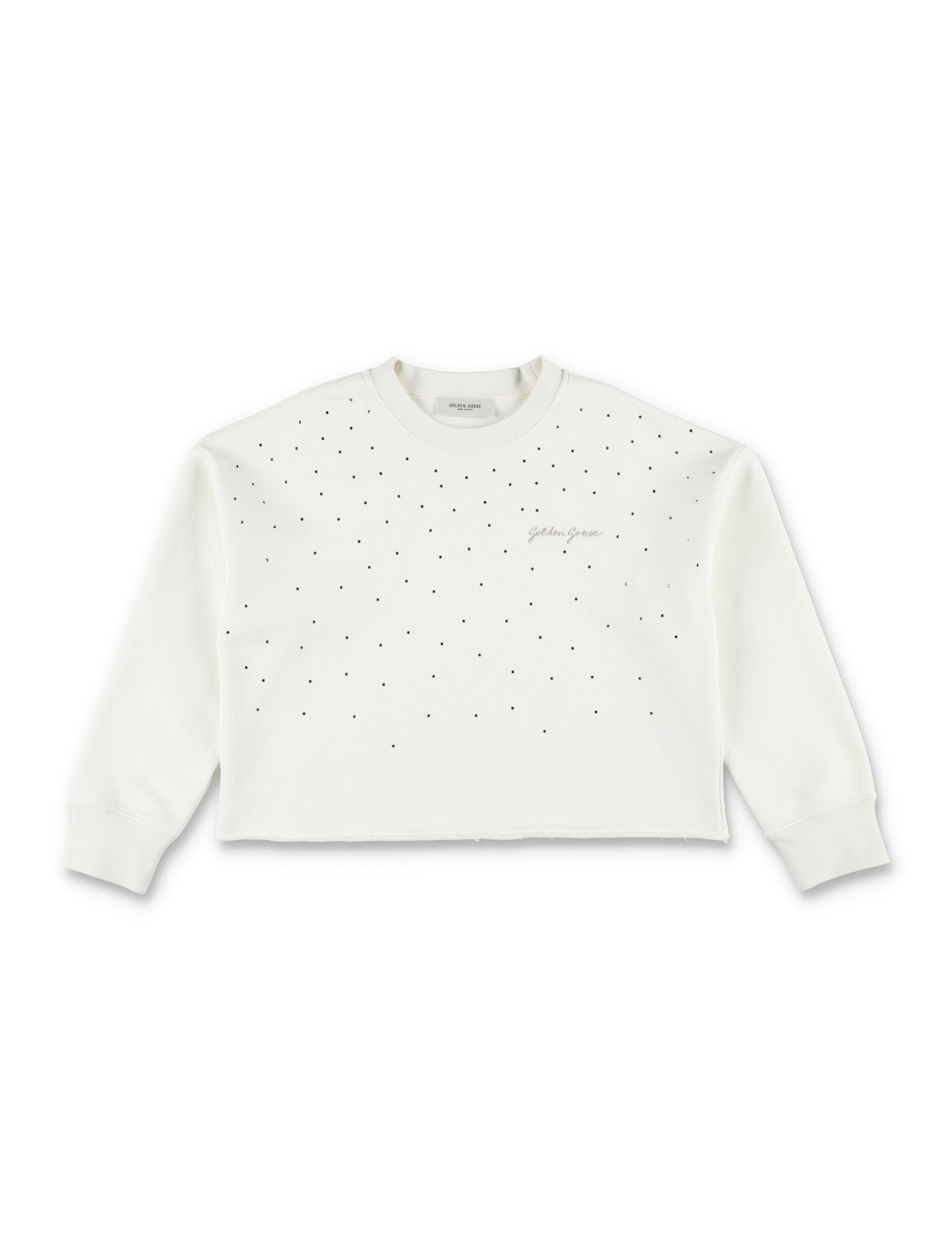 Golden Goose Kids crop sweatshirt with rhinstone Heritage White Cotton