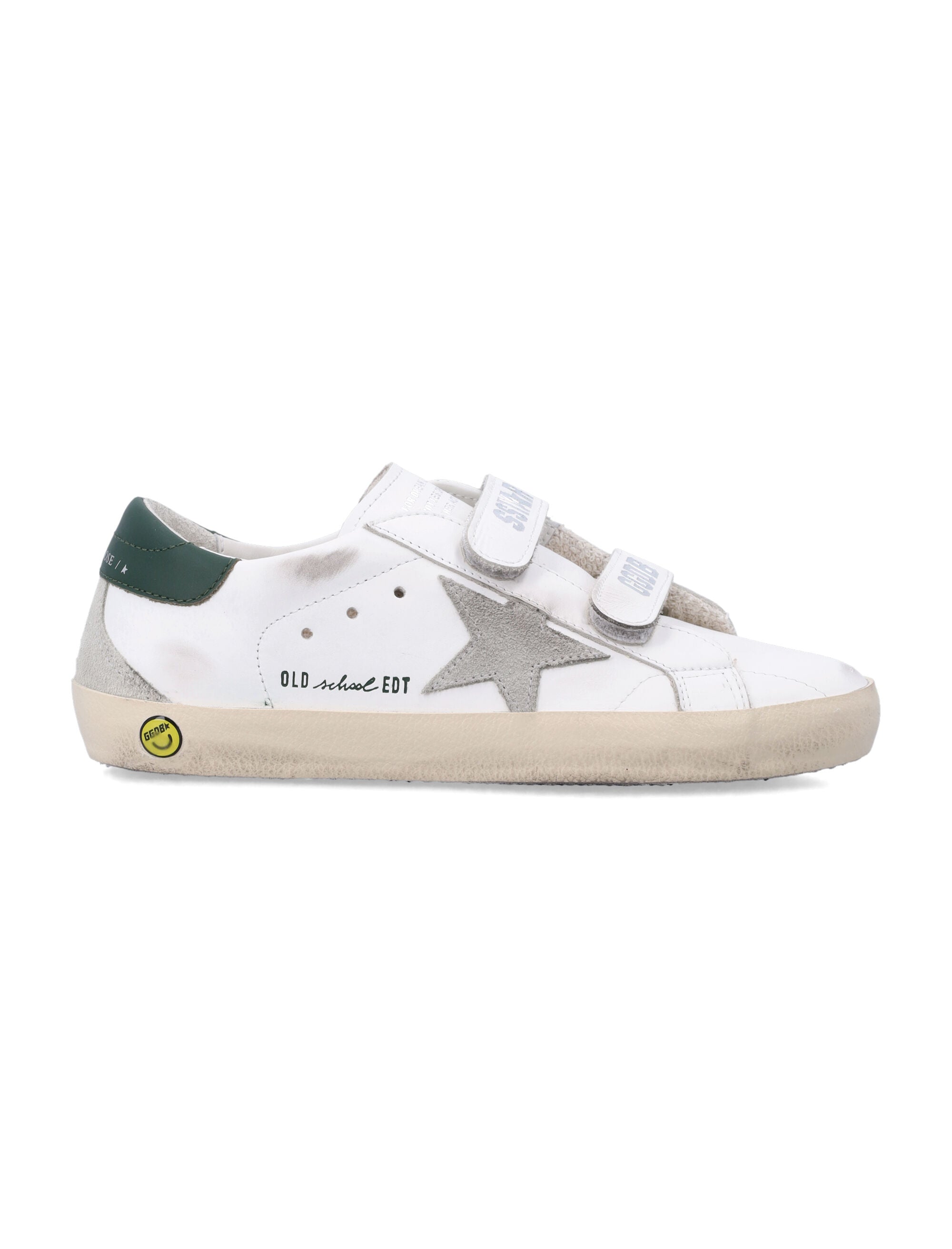Golden Goose kids Old School white leather and dark-green sneakers White/ice Upper
