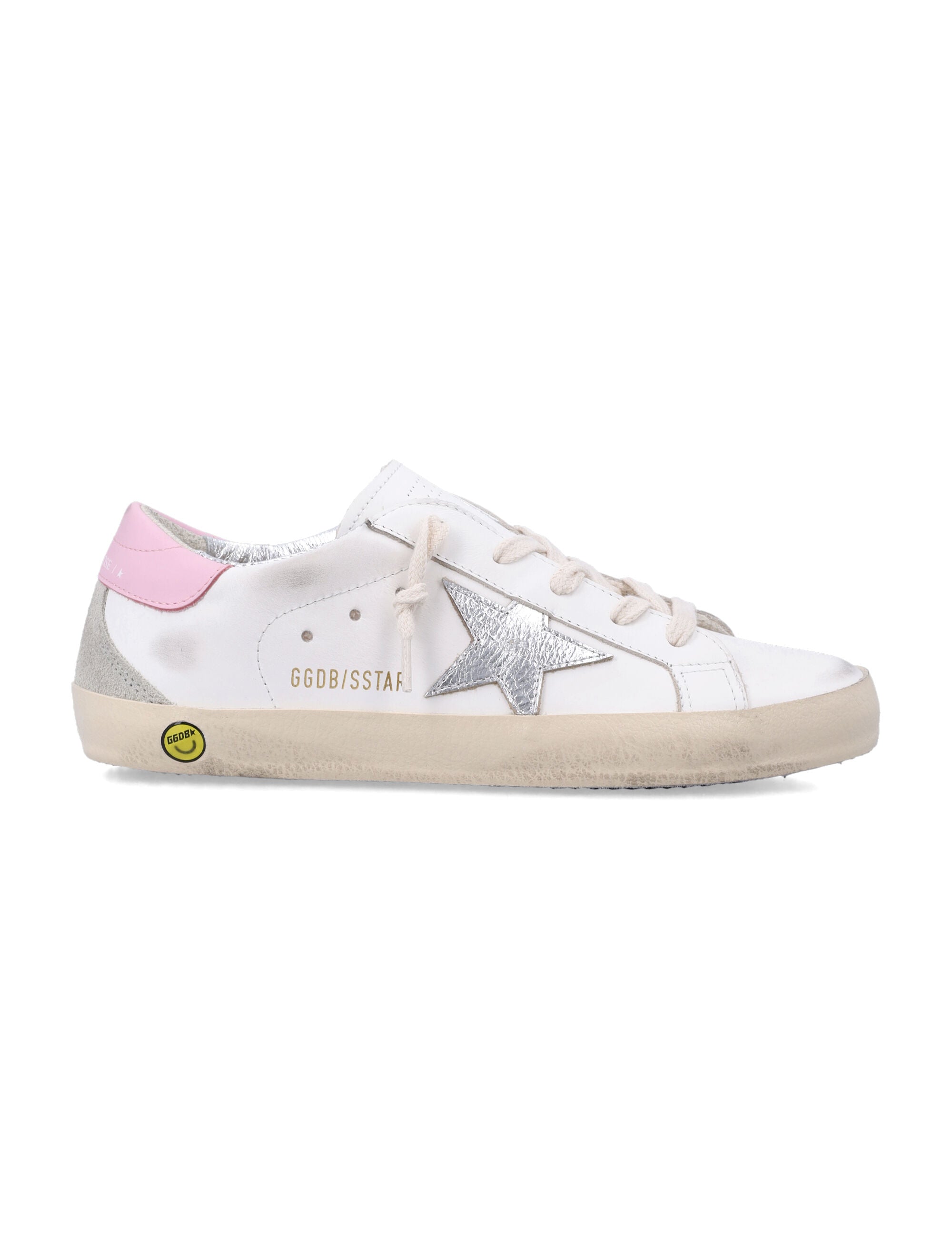 Golden Goose kids Super-Star white and pink leather sneakers White/silver Upper