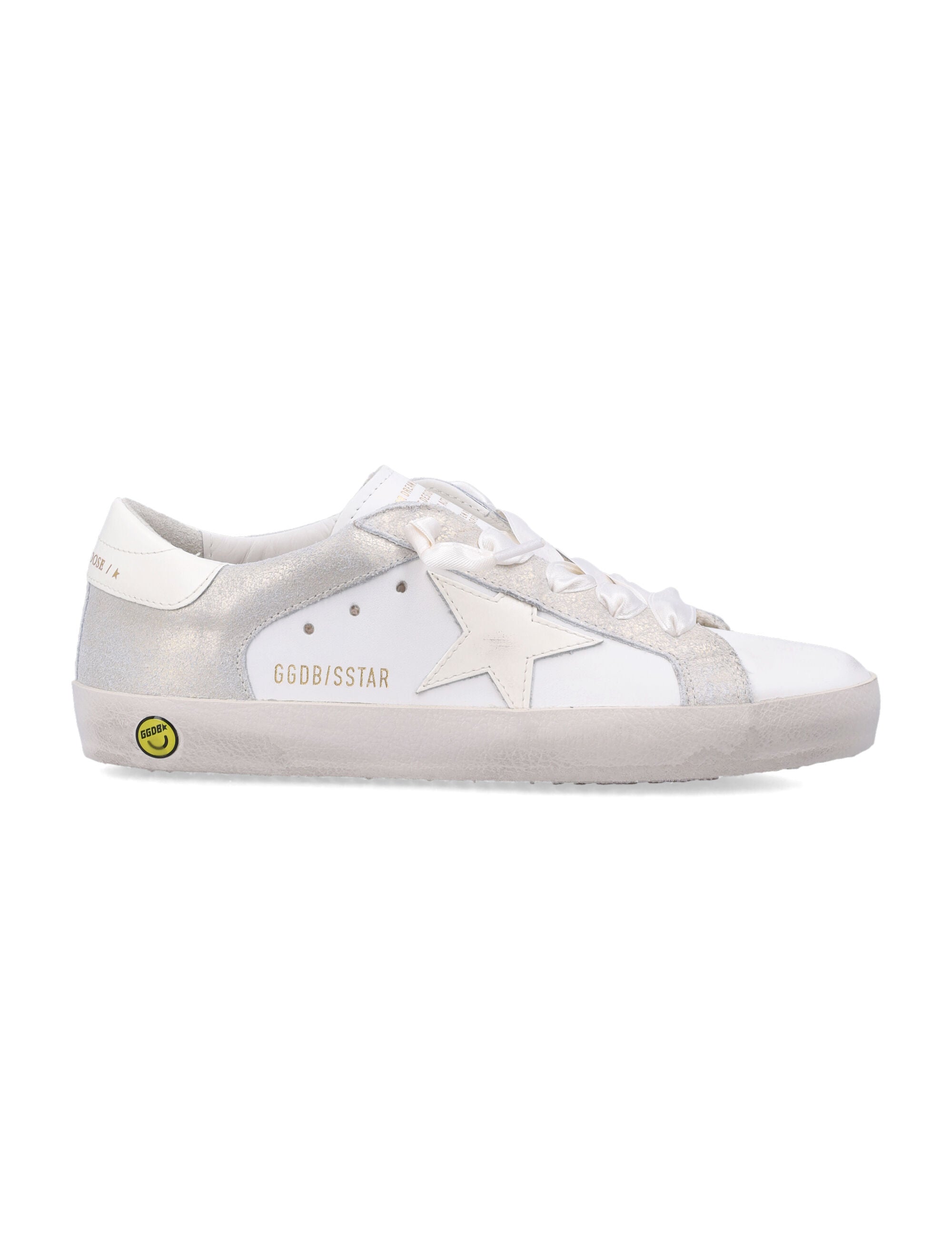 Golden Goose kids Super-Star leather and laminated suede sneakers White/platinum Upper