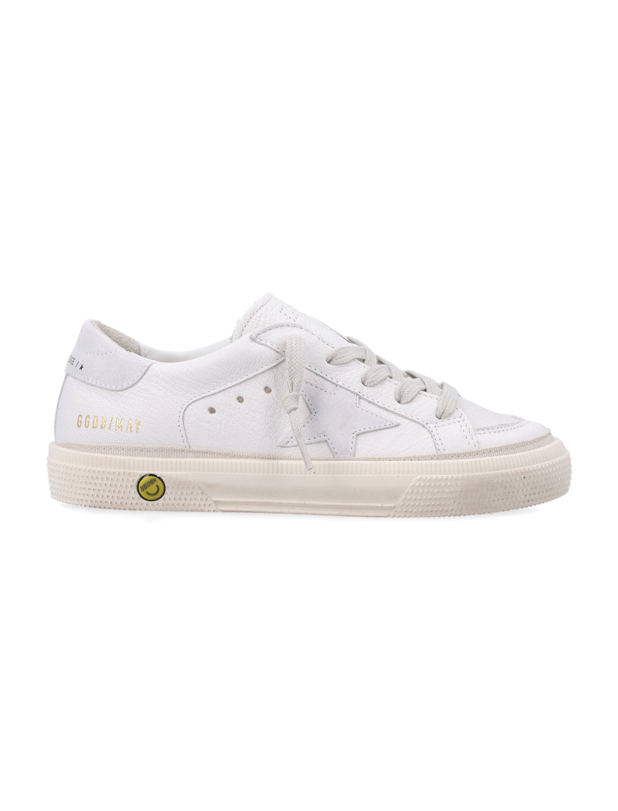 Golden Goose Kids May white nappa leather sneakers Optic Upper