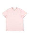 Fendi Kids Cotton T-Shirt With Embossed Logo For Rosa Peony Tshirt